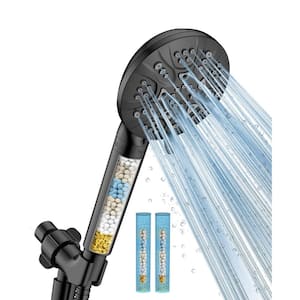 Superior 6-Spray Wall Mount Handheld Shower Head 1.8 GPM in Matte Black with Water Softener Filters