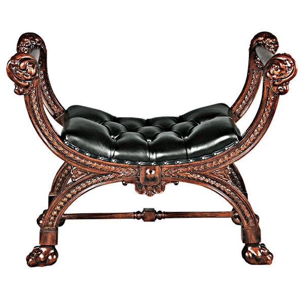 Design Toscano Master's Study Brown Cherry Bench Tabouret 28 in. H x 36 in. W x 17.5 in. D
