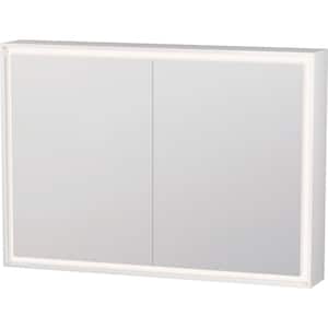 L-Cube 39.375 in. W x 27.5 in. H White Surface Mount Medicine Cabinet with Mirror