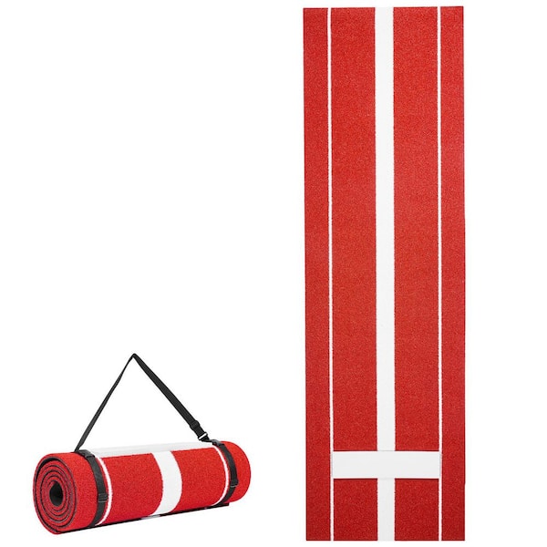 Softball Pitching Mat 10 x 3 ft. Rubber Mound w/Antifade Turf and Antislip Backing Fastpitch Trainer Indoor/Outdoor Red