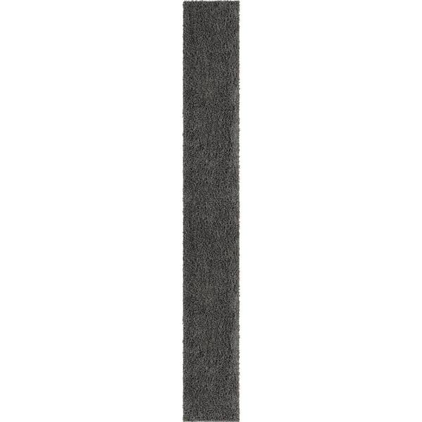 Unique Loom Davos Shag Peppercorn 3 ft. x 20 ft. Runner Area Rug