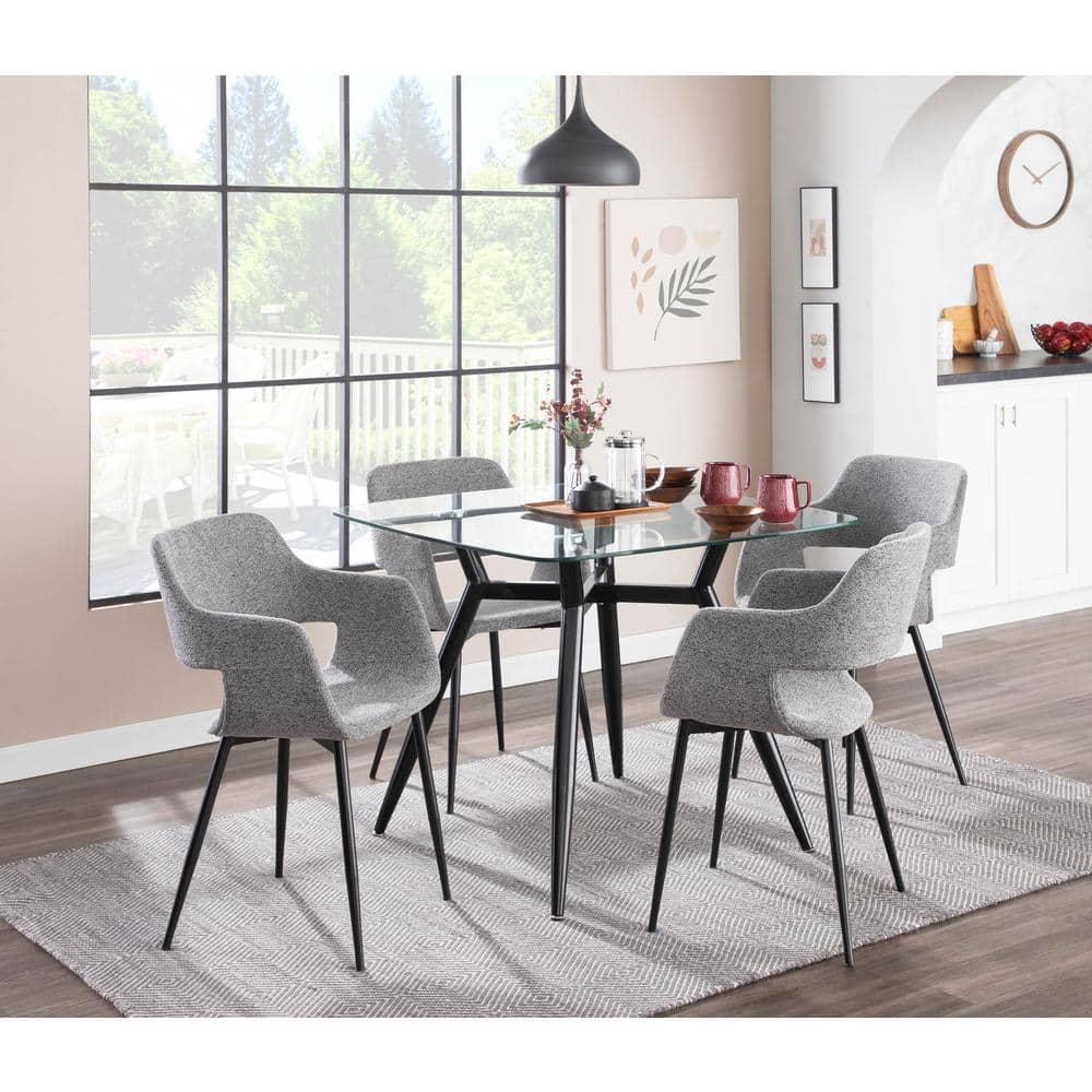Margarite Grey Faux Leather and Metal Arm Chair Set