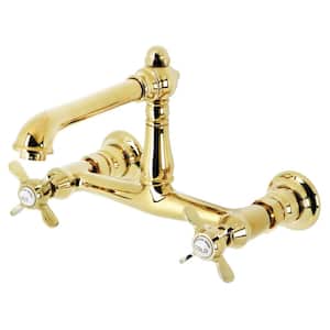 Essex 2-Handle Wall-Mount Bathroom Faucets in Polished Brass