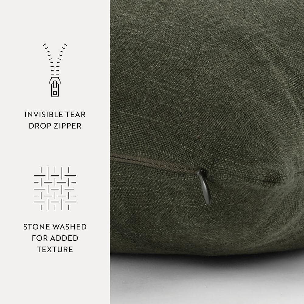 Olive Green Cotton Box Throw Pillow Set of 2