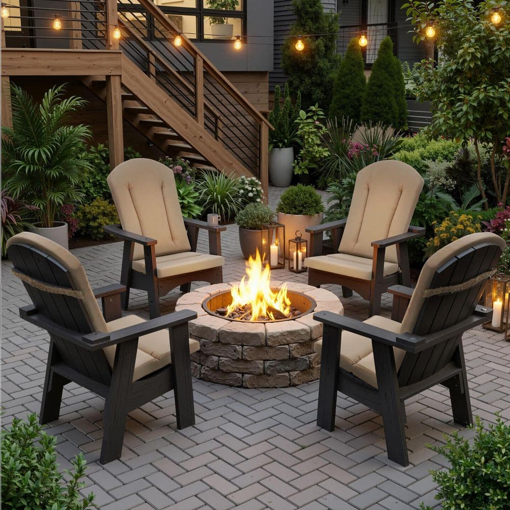 21.65 in. x 49.61 in. 4-Piece Replacement Outdoor Adirondack Chairs Cushion in Beige