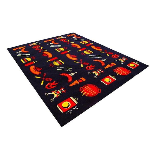 Doortex 39 in. x 48 in. Multi-Colored Cook Design Fire Retardant Rectangular Outdoor BBQ Mat