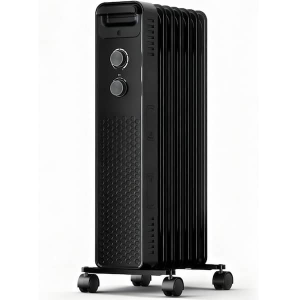 1500 Watt Portable Oil-Filled Space Heater with Overheat Protection in Black