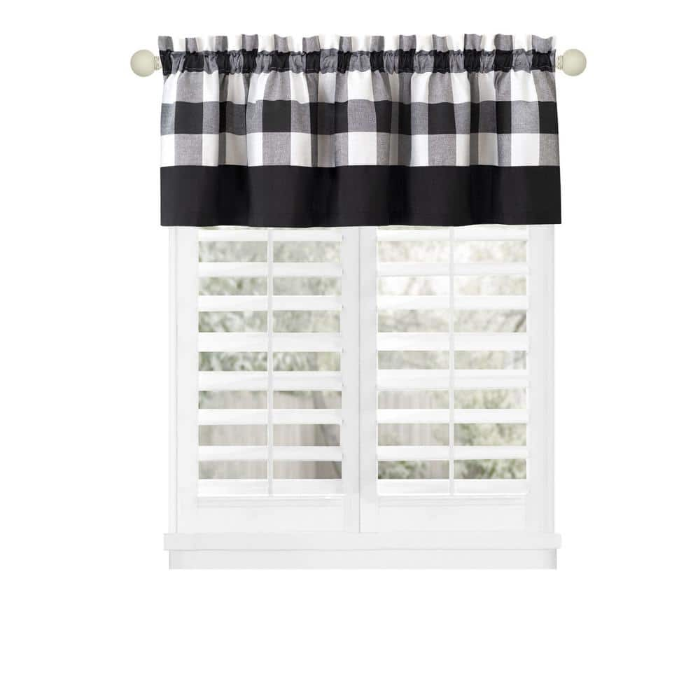 ACHIM Hunter 14 in. L Polyester/Cotton Window Curtain Valance in Black ...