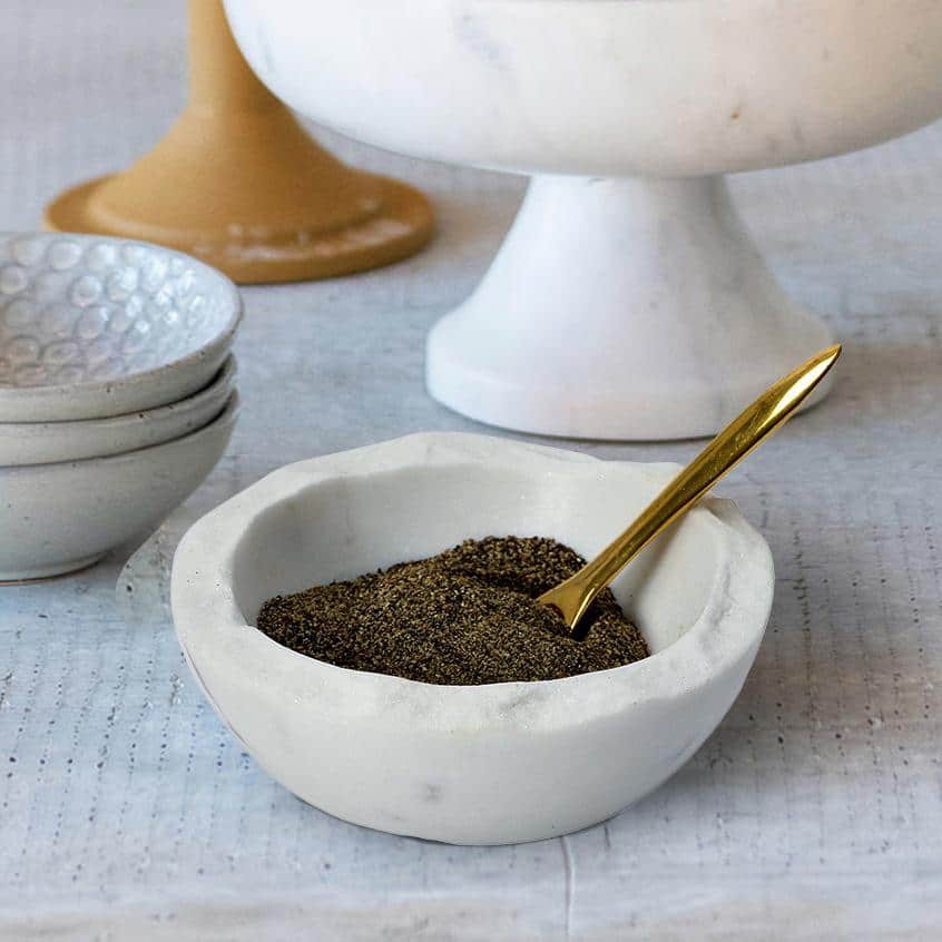 White Marble Round Serving Bowl with Raw Edge, 4-inch