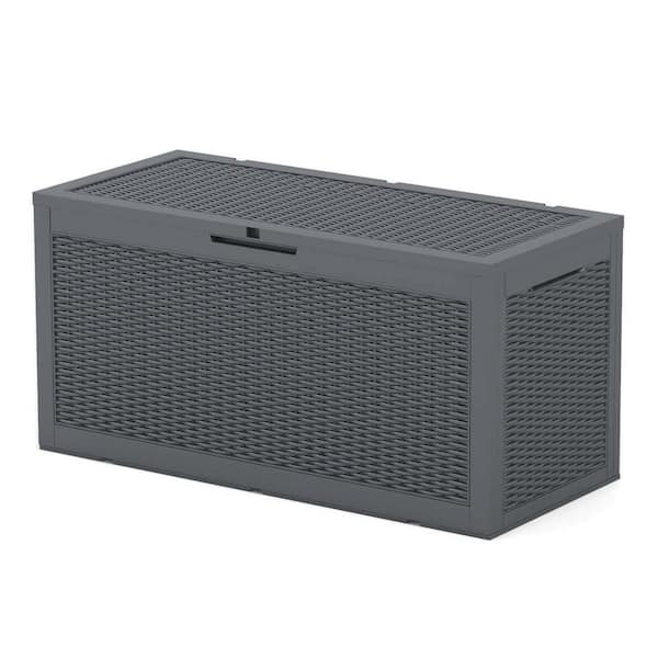 Hampton Bay 120 Gal. Grey Resin Wicker Outdoor Storage Deck Box with  Lockable Lid HBDB120G-GS - The Home Depot