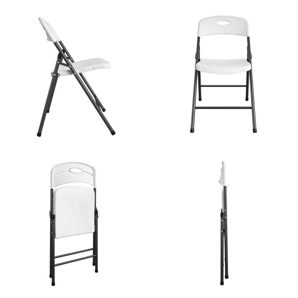 Cosco Solid Resin Plastic Folding Chair, Indoor/Outdoor, Double Braced, White, 4-Pack