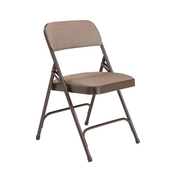 National Public Seating 2207 Brown Fabric Padded Seat Stackable Folding Chair (Set of 4) - 1