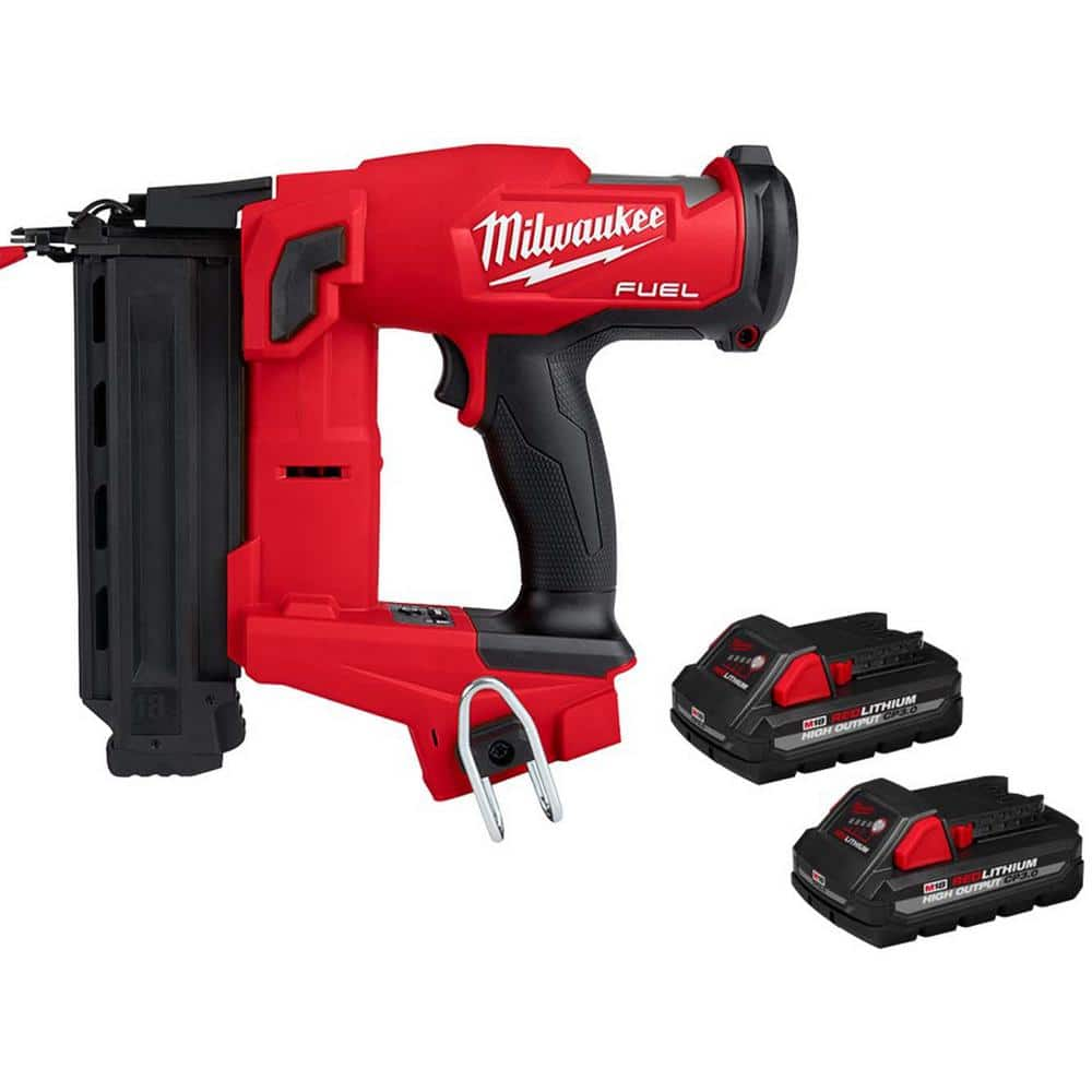 Milwaukee M18 FUEL Brushless Cordless Gen II 18-Gauge Brad Nailer w/M18 Lithium-Ion HIGH OUTPUT CP 3.0Ah Battery Pack (2-Pack)