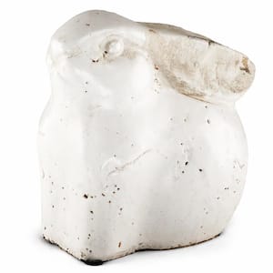Medium Decorative Stoneware Rabbit in Distressed White Finish