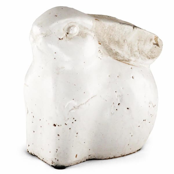 Zentique Medium Decorative Stoneware Rabbit in Distressed White Finish