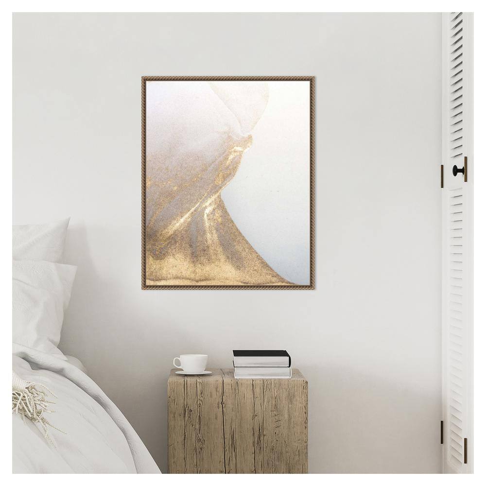 Gold Fusion VI Abstract Canvas Print with Bronze Floater Frame