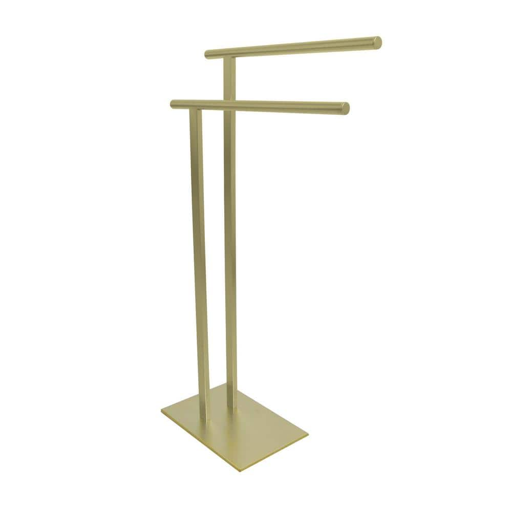 Kingston Brass European 2-Bar Pedestal Bath Towel Rack in Brushed Brass ...