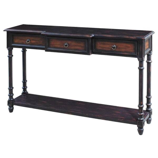 Pulaski Furniture Worn Black with Cherry Storage Console Table