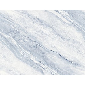 Carrara Marble Blue Vinyl Non-Pasted Strippable Wallpaper Roll (Cover 60.75 sq. ft.)