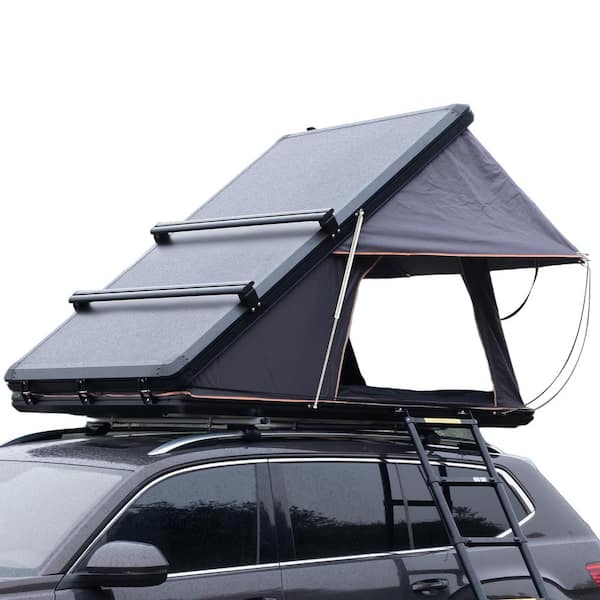 Triangle Black Hard Shell and Grey Fabric 2 Person Aluminum Car Rooftop Tent with Roof Rack Scout MAX OR02RT05YZ BG R The Home Depot