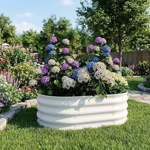 2-Pack Galvanized Metal Raised Garden Beds, 48x48x12" Outdoor Planter Boxes, Open Bottom for Vegetables, Herbs-Beige
