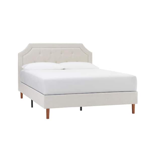 StyleWell Vinedale Biscuit Beige Upholstered Full Bed with Notch Back and Tufting (54.9 in W. X 43.30 in H.)