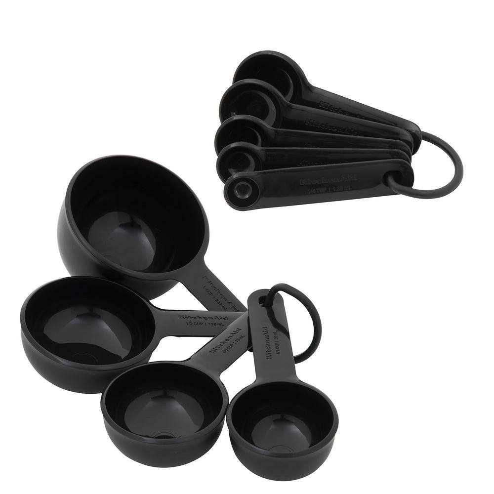 Universal 9-Piece Black Measuring Cup Set with Grip Handles
