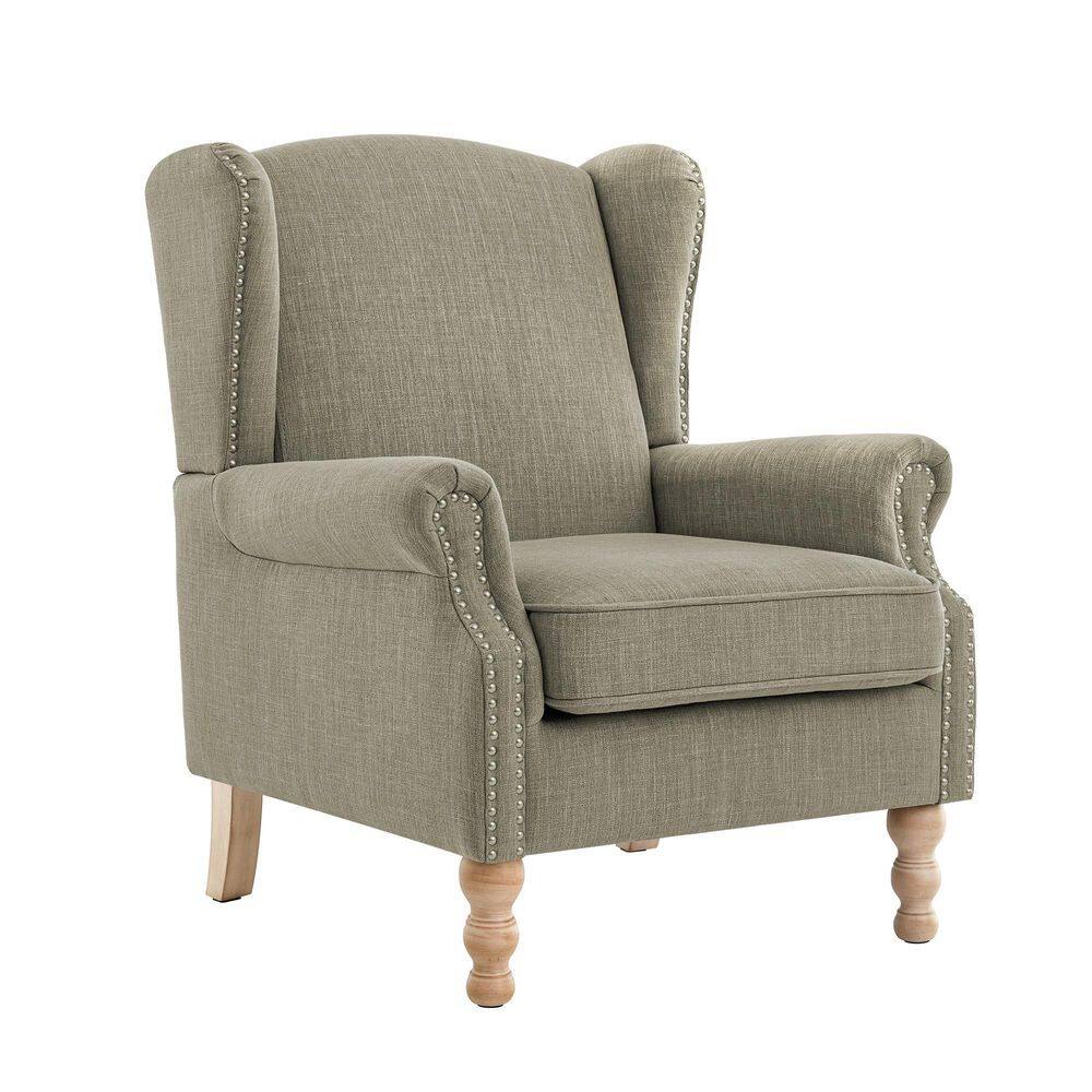 Retro Green Nailhead Trim Upholstered High Back Accent Arm Chair with Rolled Arms and Solid Wood Legs for Living Room price history on PriceWatchPro