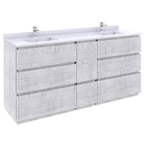 Formosa 70 in. W x 20 in. D x 34.1 in. H Modern Double Bath Vanity Cabinet without Top in Rustic White