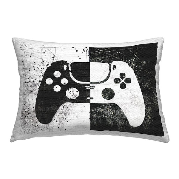 Stupell Industries Abstract Gaming Controller Black Rectangular Outdoor Throw Pillow