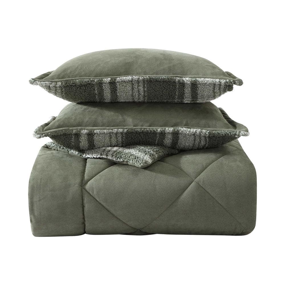 Eddie Bauer Big Lake Plaid 2-Piece Olive Green Microfiber Twin