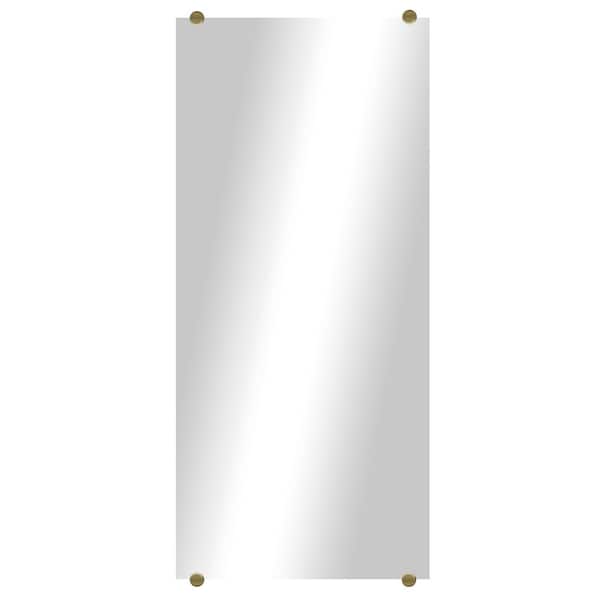 Unbranded Modern Rustic (20in. W x 58in. H) Frameless Rectangular Wall Mirror with Chrome Round Clips