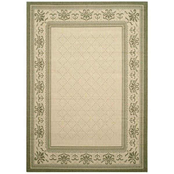 SAFAVIEH Courtyard Natural/Olive 5 ft. x 8 ft. Border Indoor/Outdoor Patio  Area Rug