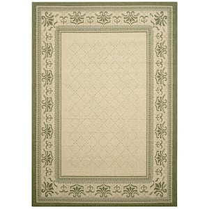 Courtyard Natural/Olive 9 ft. x 12 ft. Border Indoor/Outdoor Patio  Area Rug
