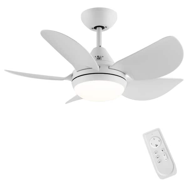 Modern 30 in. Indoor Integrated LED Ceiling Fan in White with Remote Control