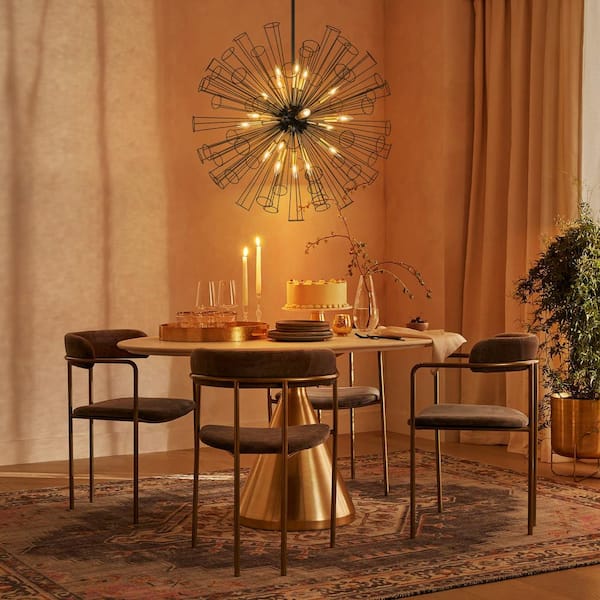 Mariah 18-Light Black with Gold Sputnik Sphere Oversized Chandelier