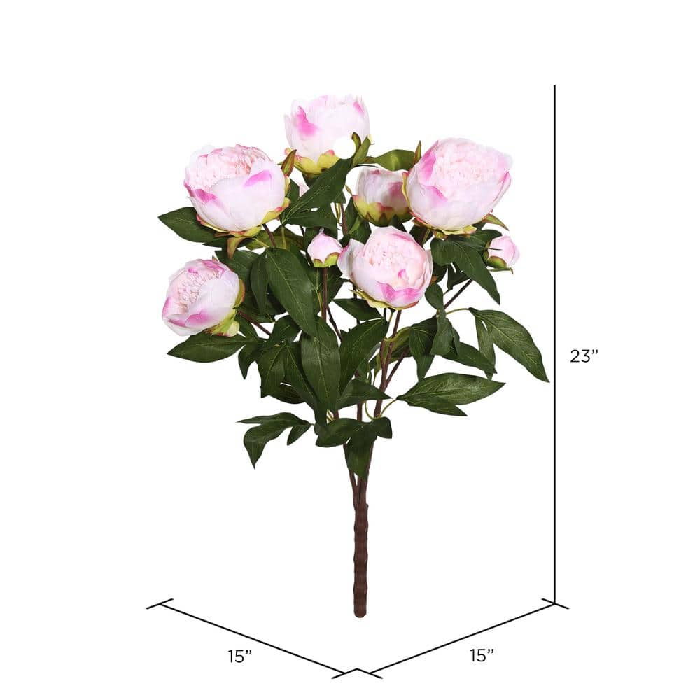 23" Cream and Pink Artificial Peony Flower Arrangement