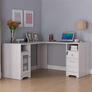 Helmer 59 in. L-Shaped White Oak 2 Drawer Computer Desk with File Storage