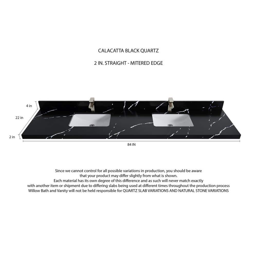 Chicago Black Double Bowl Sink Bathroom Vanity with Calacatta Countertop