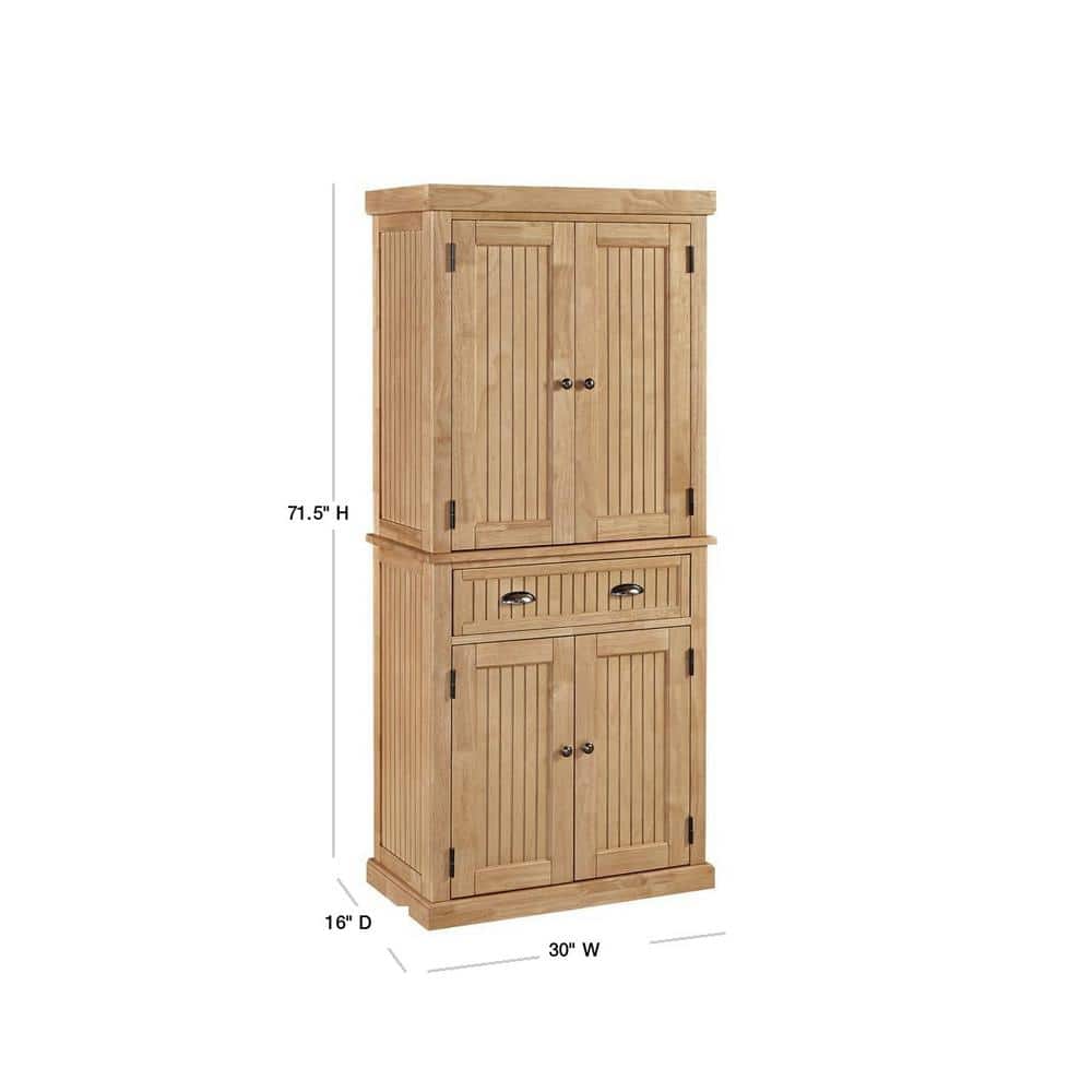 Natural Maple Hardwood Kitchen Storage Pantry with Adjustable Shelves
