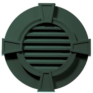 30 in. x 30 in. Round Green Plastic Built-in Screen Gable Louver Vent