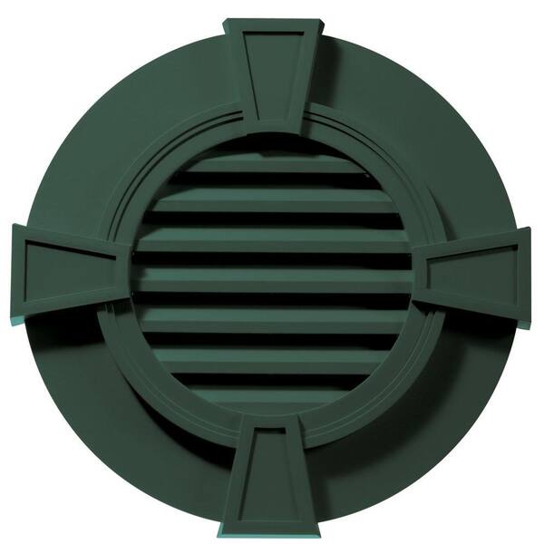 Builders Edge 30 in. x 30 in. Round Green Plastic Built-in Screen Gable Louver Vent