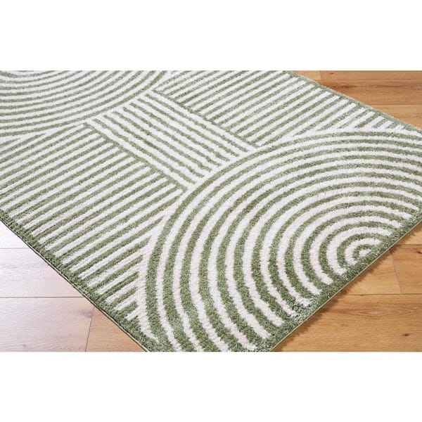 Fossay Shag Green 3 ft. x 7 ft. Modern Indoor Area Rug