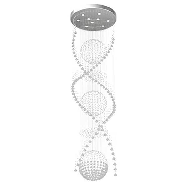 25.6" 9-Light Silver Chandelier for Staircase Luxury Large Foyer Modern Crystal Raindrop Flush Mount Ceiling High Light