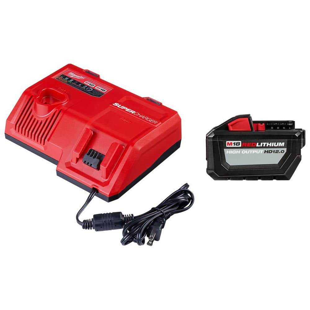 Milwaukee M12 and M18 12-Volt/18-Volt Lithium-Ion Multi-Voltage Super  Charger Battery Charger with 12.0Ah Battery Pack 48-59-1811-48-11-1812  The Home Depot
