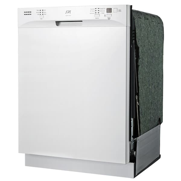 24 in. White Front Control Smart Dishwasher Digital 120-volt Stainless Steel Tub with Steam Cleaning
