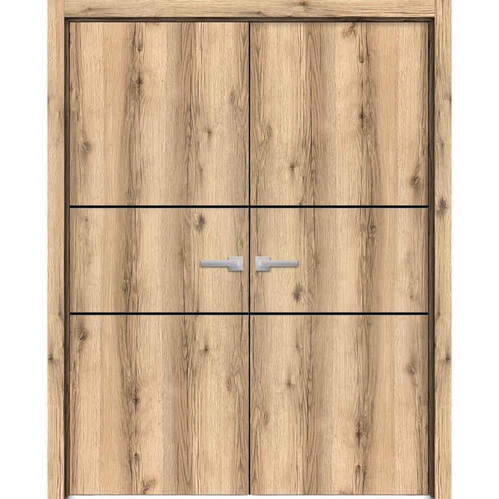60 in. x 80 in. Oak Color Finished Universal/Reversible Frosted Glass Solid Wood Assembly Required Interior Door Kit price history on PriceWatchPro