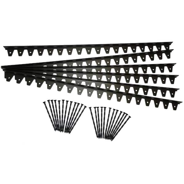 Technoflex Flexi-Pro 48 in. x 2.25 in. x 1.75 in. Black PVC Paver Edging - 24 ft. (6-Pieces of 48 in.) Pro Grade with 24-Spikes
