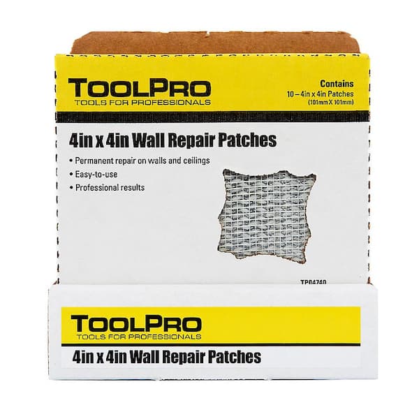 ToolPro 4 in. x 4 in. Fiberglass Self-Adhesive Drywall Repair Patch  (10-Pack) TP04740 - The Home Depot