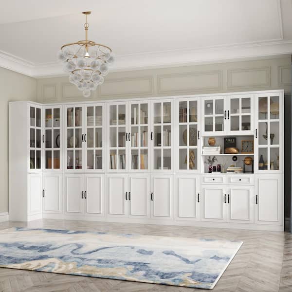 FUFU&GAGA 78.9 in. Tall 5-Shelf White Wood Corner Standard